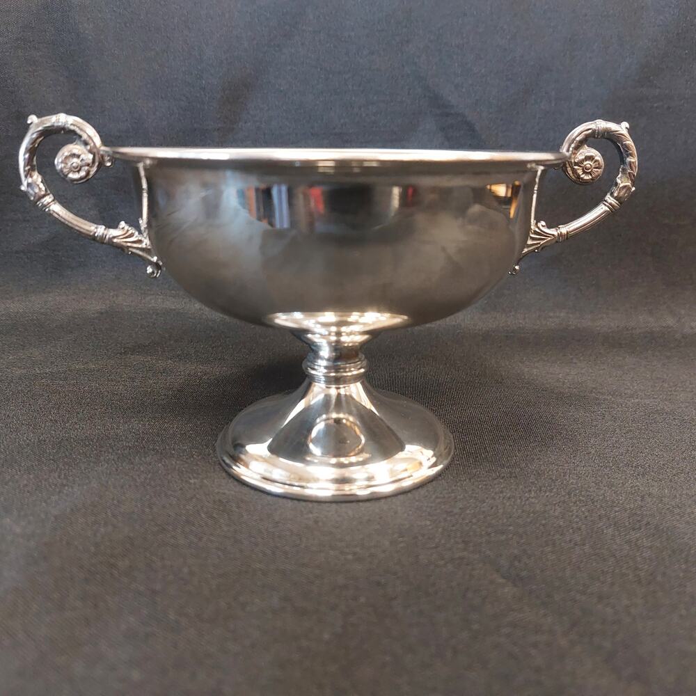 Silver Plate Pedestal Bowl Made in Italy Marriage Cup or Chistening Cup M